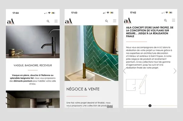 a&A concept store, pages du site