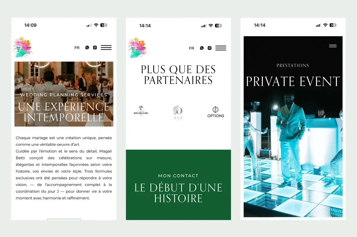 jour de rêve, pages du site