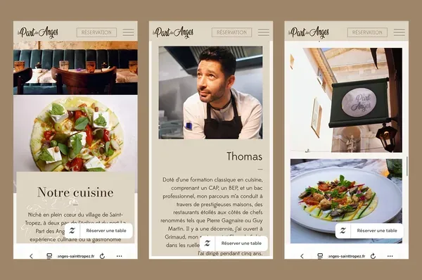la part des anges, pages du site