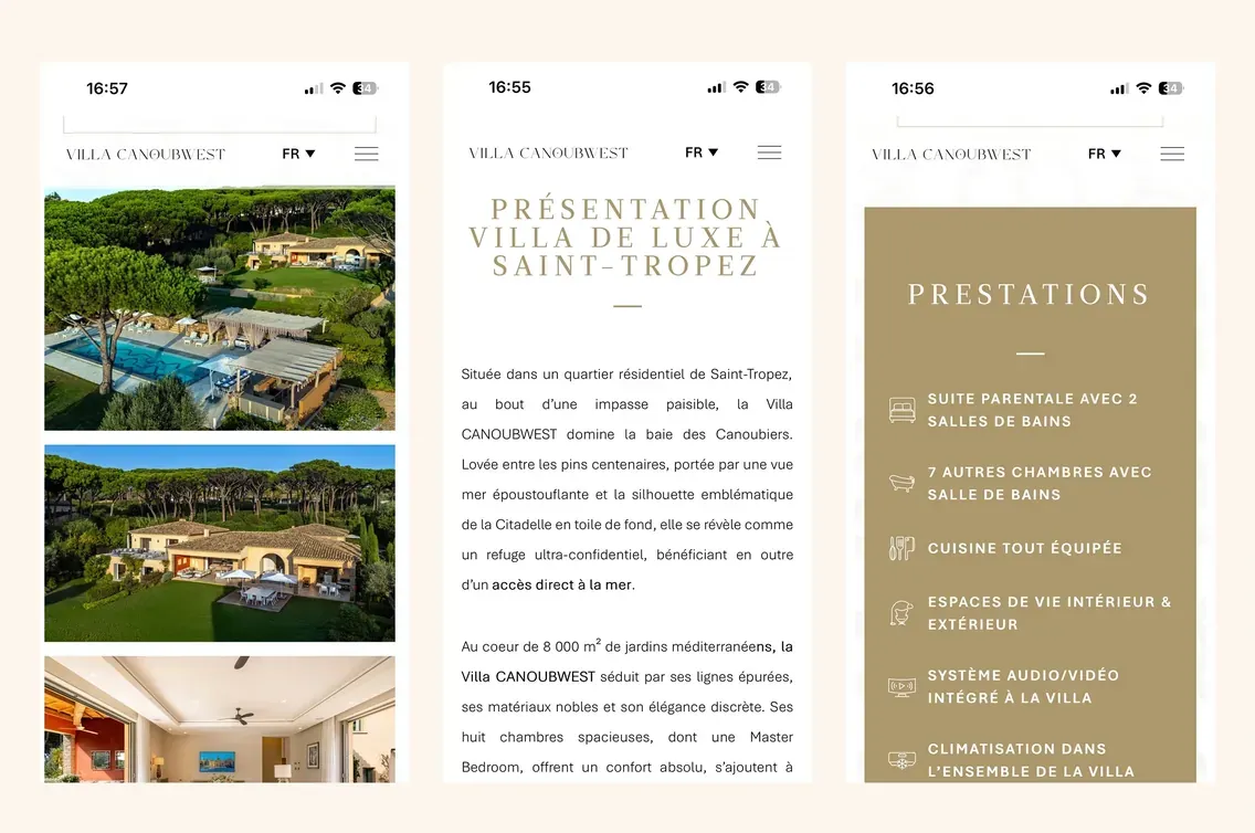villa canoubwest, pages du site